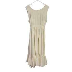 Handmade Wrap Pinafore Dress Womens‎ L/XL Cream Muslin Sleeveless Amish Modest